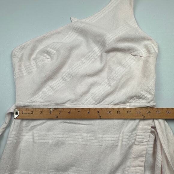 Free People Dress Womens Medium Pink Linen One Shoulder Midi Beach At Leisure - Picture 13 of 16